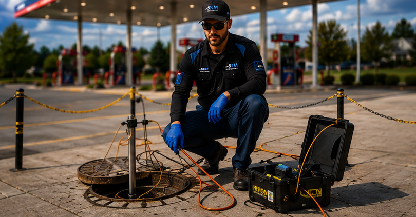 Commercial technician testing fuel system